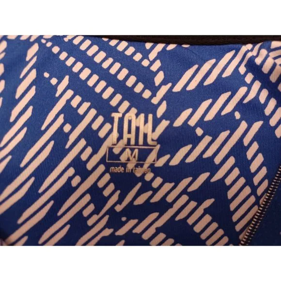 TAIL Golf Top Womens Sz M Blue Leafy Floral Long Sleeve 1/4 Zip Stretch Active - Picture 8 of 10